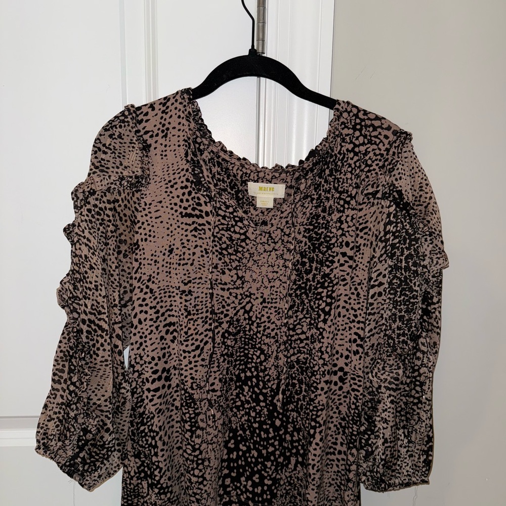 Maeve Black and Cream Ruffled Blouse - Picture 1 of 7